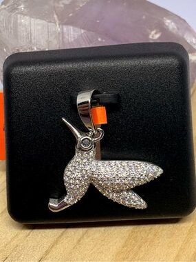 Sterling Silver Moissanite Hummingbird Pendant